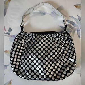 Black Suede with Silver Polka Dots Purse